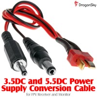DragonSky (DS-FPV-PS-B) 3.5DC and 5.5DC Power Supply Conversion Cable for FPV Receiver and Monitor