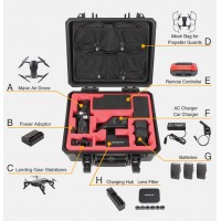 DJI Mavic Air upgraded Waterproof Hardshell Suitcase, Hard Carry Case, Large spare size storage for 4pcs batteries (one inside the Mavic Air) and other accessories. Engineering PP material & high quality EVA backing plate.