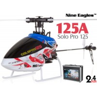 Nine Eagles (NE-R/C-125A-SOLO-PRO-RS-CASE) SOLO PRO 125 6CH Flybarless Micro Helicopter with J6 PRO Transmitter and Aluminum Carrying Case RTF (Red-Silver) - 2.4GHz
