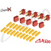 CopterX (CX450-08-13) T Plug High-Discharge Connector with Heat Shrink Tubing 5 pairs
