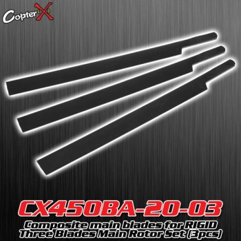 CopterX (CX450BA-20-03) Composite main blades for RIGID Three Blades Main Rotor Set (3pcs)Flybarless / Multi-blades