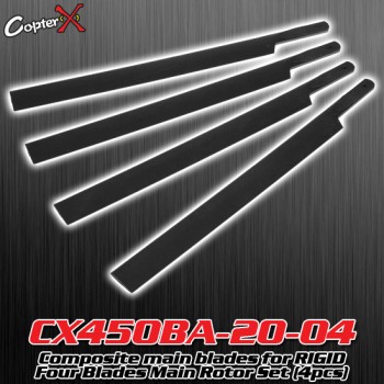 CopterX (CX450BA-20-04) Composite main blades for RIGID Four Blades Main Rotor Set (4pcs)Flybarless / Multi-blades