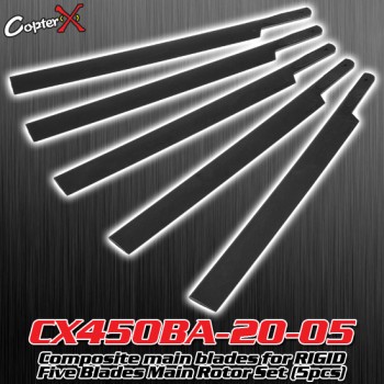 CopterX (CX450BA-20-05) Composite main blades for RIGID Five Blades Main Rotor Set (5pcs)Flybarless / Multi-blades