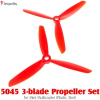 DragonSky (DS-PROP-3-5045-R) 5045 3-blade Propeller Set for Mini Multicopter (Plastic, Red)