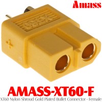 Amass (AMASS-XT60-F) XT60 Nylon Shroud Gold Plated Bullet Connector - Female