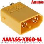 Amass (AMASS-XT60-M) XT60 Nylon Shroud Gold Plated Bullet Connector - Male