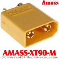 Amass (AMASS-XT90-M) XT90 Nylon Shroud Gold Plated Bullet Connector - Male