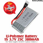 BatteryHobby (BA-37-25-380-NE) Li-Polymer Battery 1S 3.7V 25C 380mAh for Nine Eagles MASF11 Galaxy Visitor 2