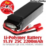 BatteryHobby (BH11.1V25C2200-B) Li-Polymer Battery 11.1V 25C 2200mAh for WALKERA QR X350, V450D01, V450D03 - Banana Plug