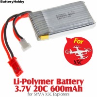 BatteryHobby (BH3.7V20C600) Li-Polymer Battery 3.7V 20C 600mAh for SYMA X5C, Walkera V120D02S