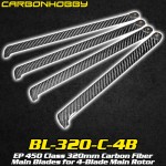 CarbonHobby (BL-320-C-4B) EP 450 Class 320mm Carbon Fiber Main Blades for 4-Blade Main Rotor