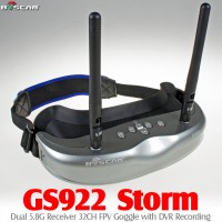 BOSCAM (BOSCAM-GS922) STORM Dual 5.8G Receiver 32CH FPV Goggle with DVR System (Silver)