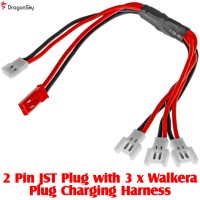 DragonSky (DS-JST-3WALKERA) 2 Pin JST Plug with 3 x Walkera Plug Charging Harness