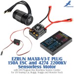 Hobbywing EZRUN MAX8-V3-T PLUG 150A Water-proof Brushless ESC with T Plug and 4274 2200KV Sensorless Motor with LED Program Box Brushless System Combo for 1/8 Touring Car, Buggy, Truggy and Monster Truck