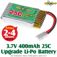 MG Power (MG-37-25-400) 3.7V 400mAh 25C Upgrade Li-Polymer Battery for WALKERA Micro Helicopters and UFO