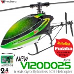 WALKERA NEW V120D02S 6 Axis Gyro Flybarless 6CH Helicopter with FUTABA Compatible RXF-01 Receiver without Transmitter ARTF (Green) - 2.4GHz